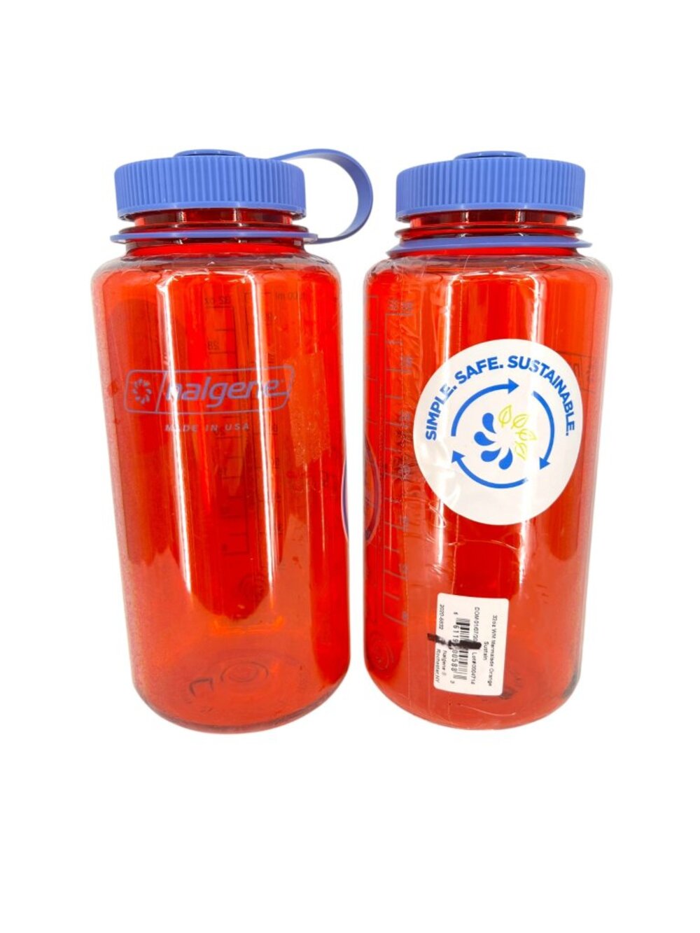 Nalgene 32oz Wide Mouth Marmalade Orange Sustain Water Bottle Set of Two